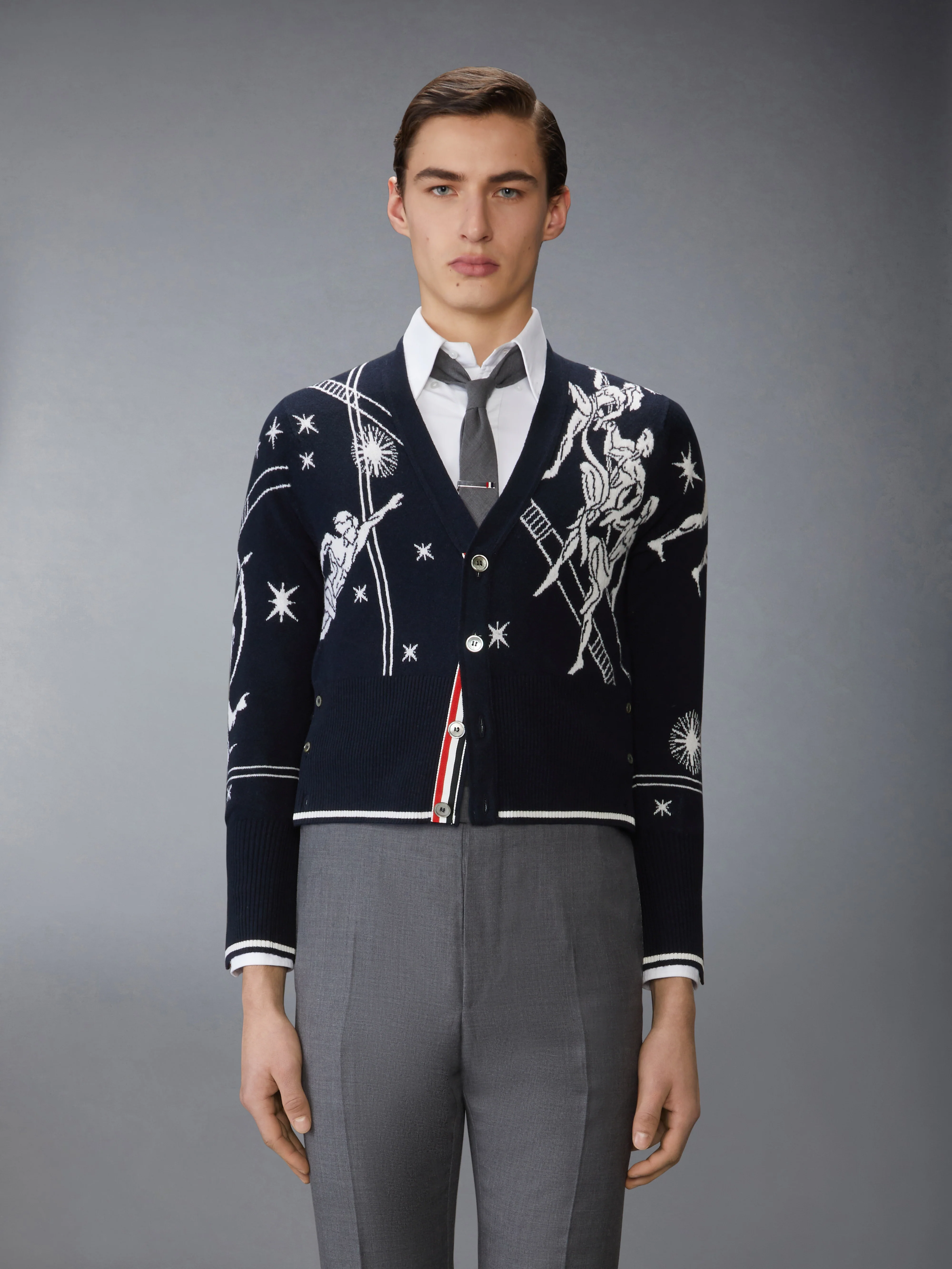 OLYMPIC CONSTELLATION CLASSIC CASHMERE V NECK CARDIGAN