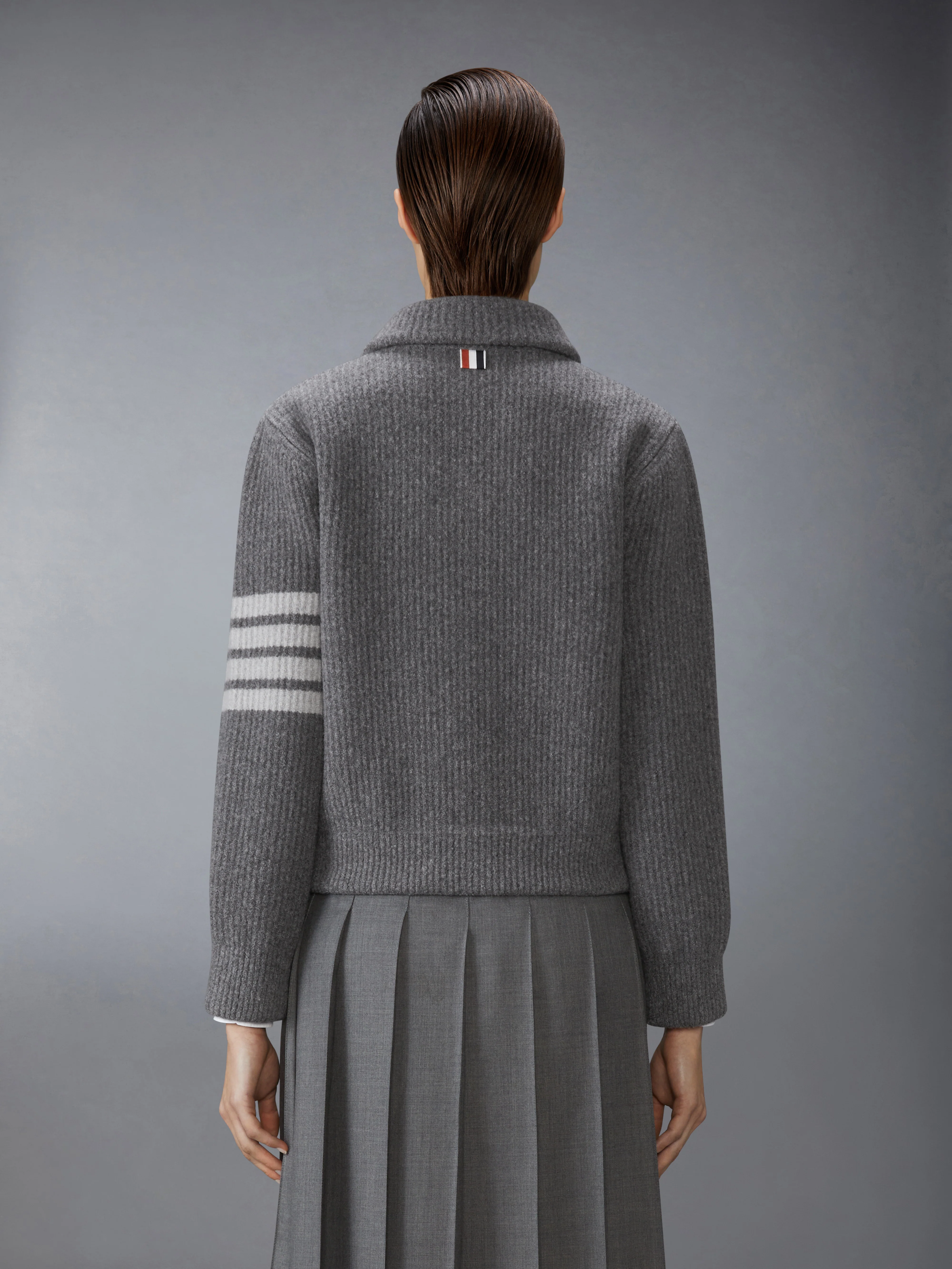 BOILED MERINO WOOL 4-BAR BOMBER JACKET