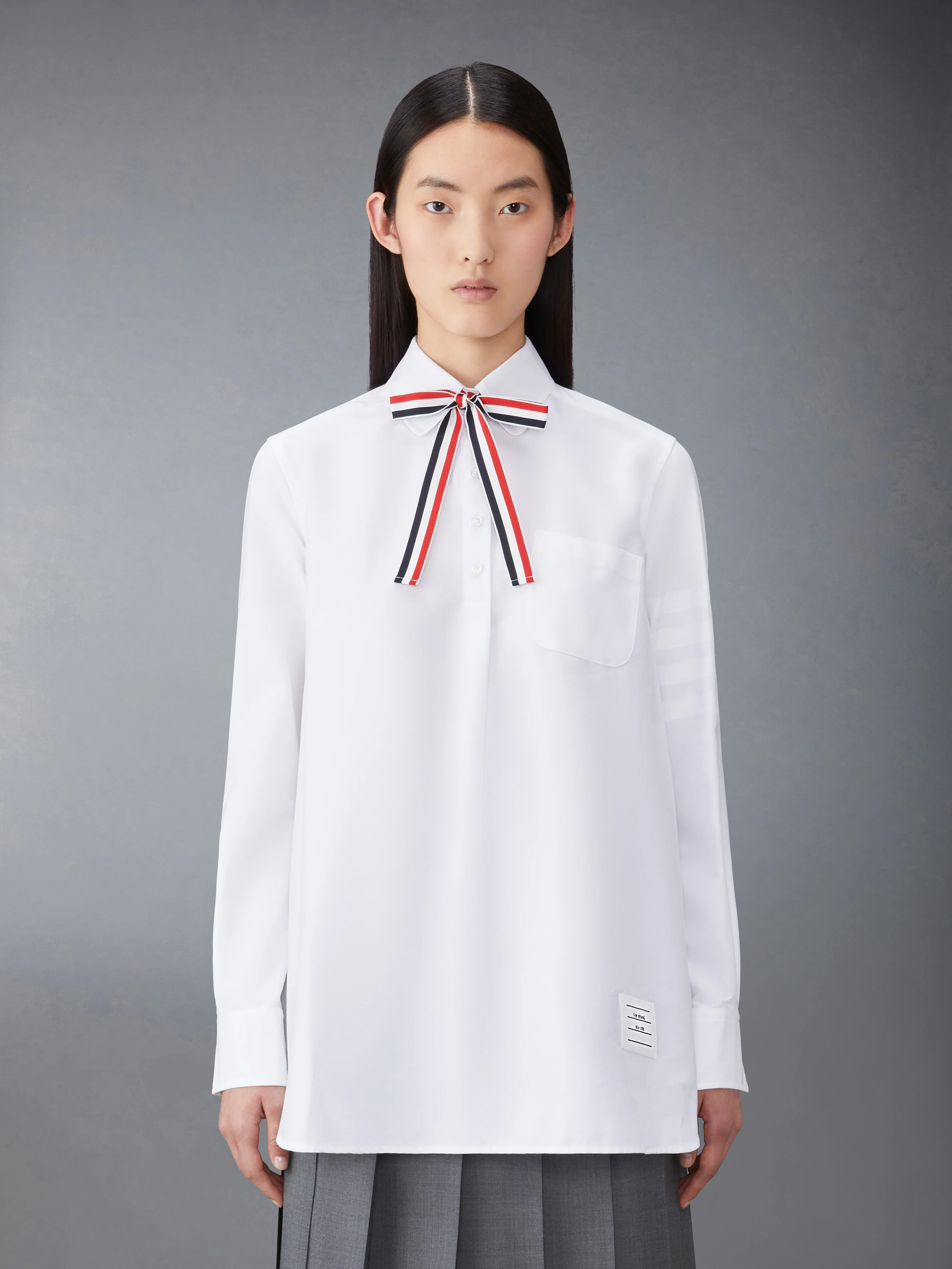 OXFORD 4-BAR BOW TIE BLOUSON