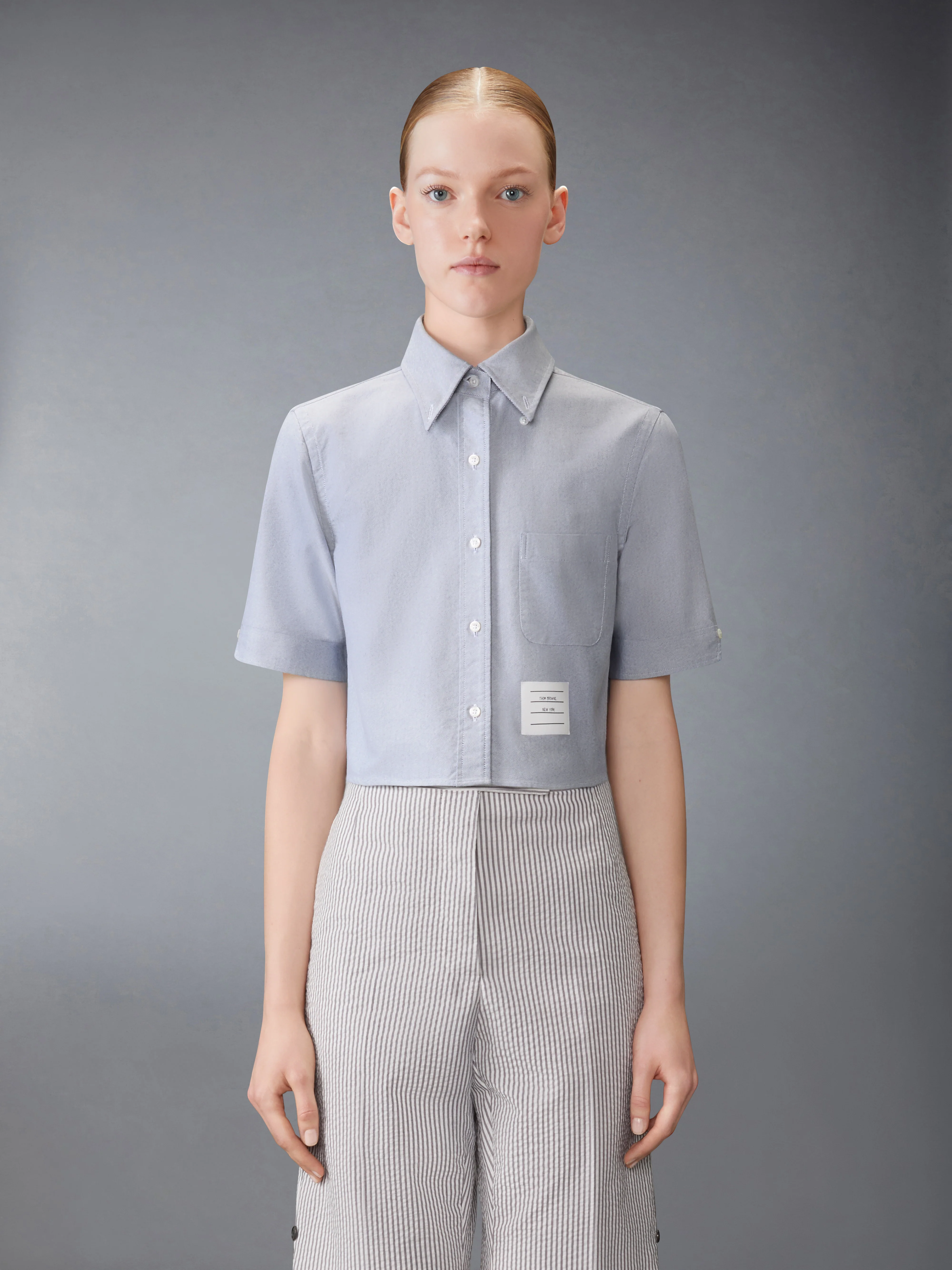OXFORD CROPPED SHORT SLEEVE SHIRT