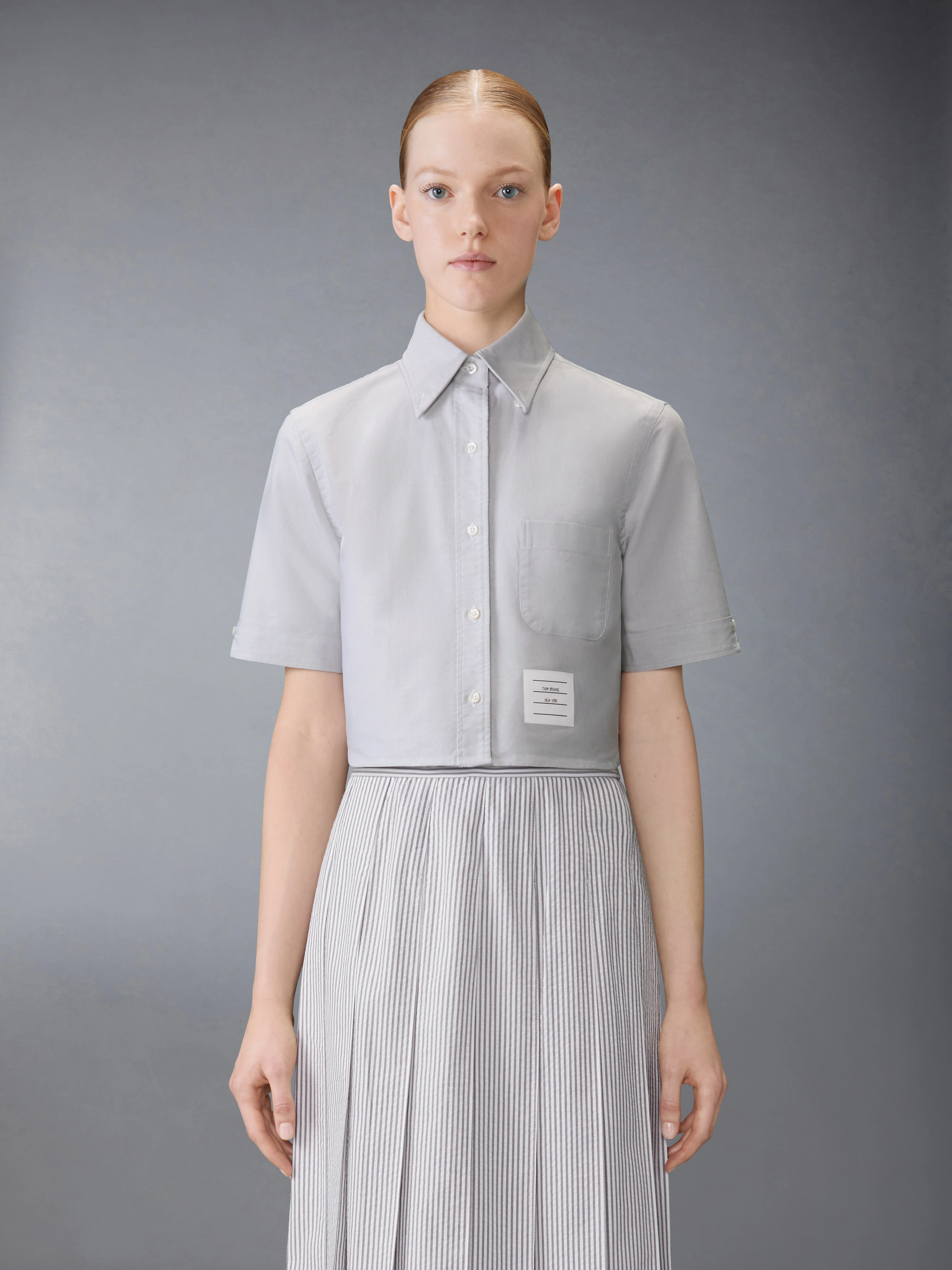 OXFORD CROPPED SHORT SLEEVE SHIRT