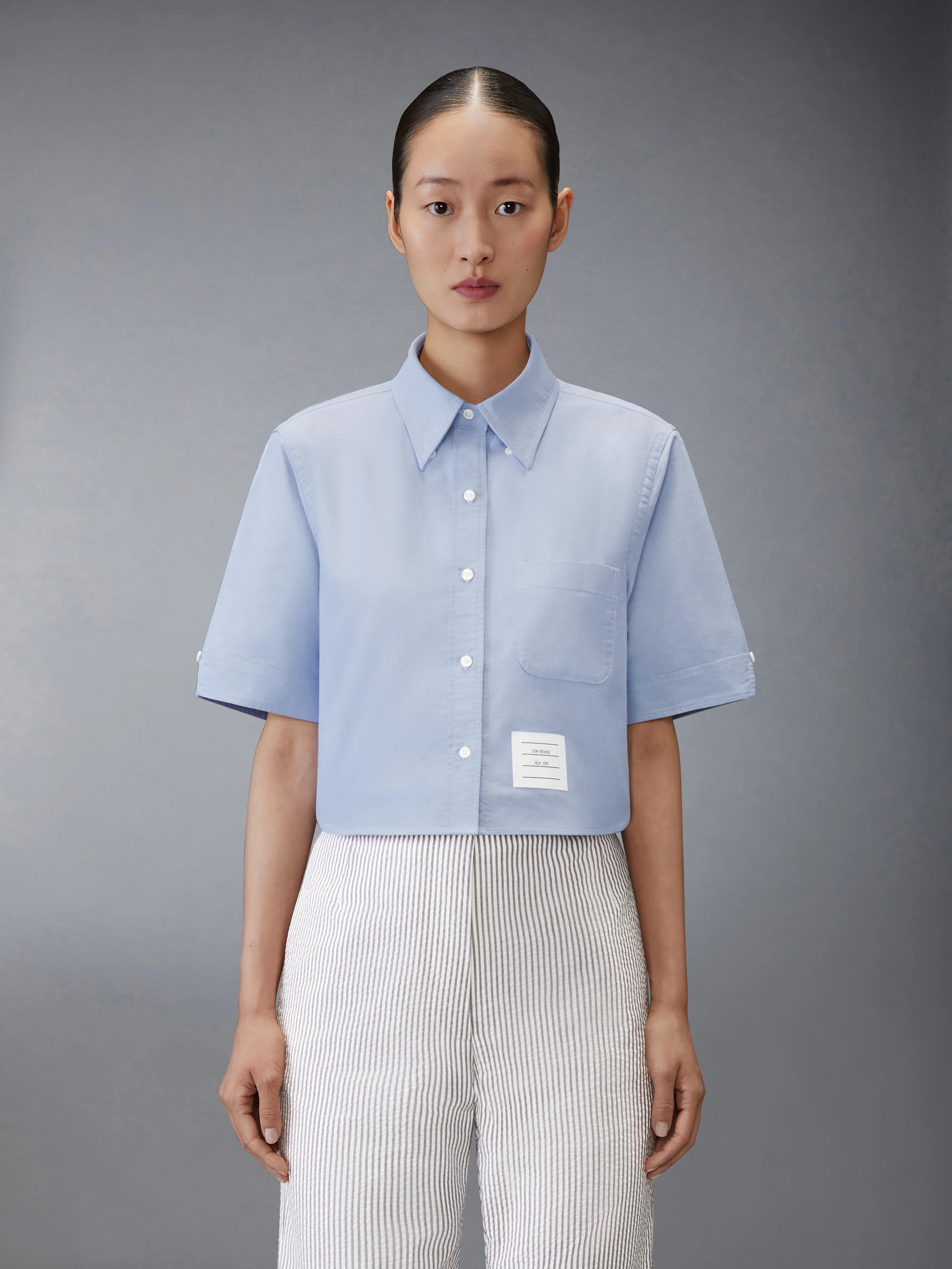 OXFORD CROPPED SHORT SLEEVE SHIRT