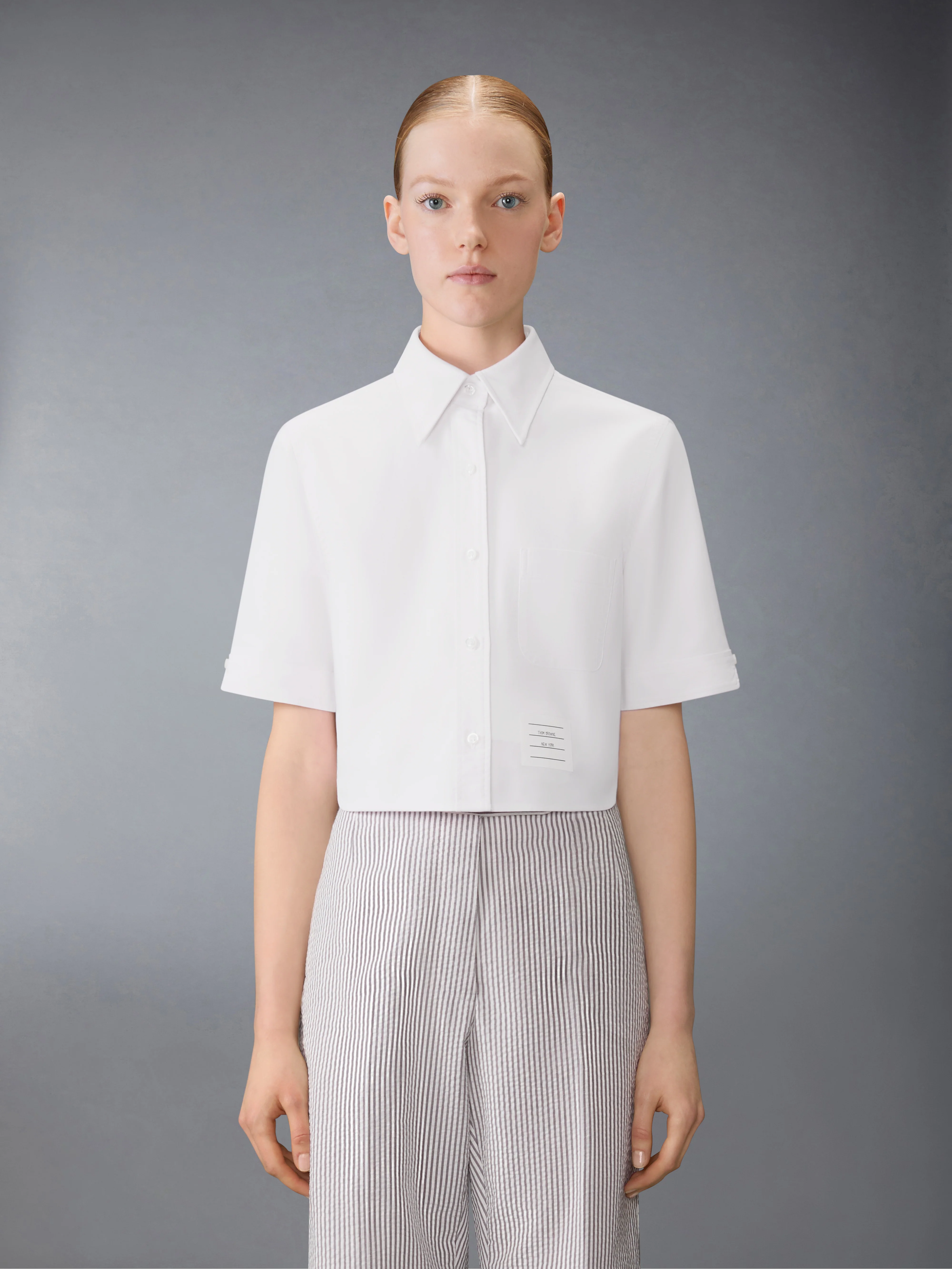 OXFORD CROPPED SHORT SLEEVE SHIRT