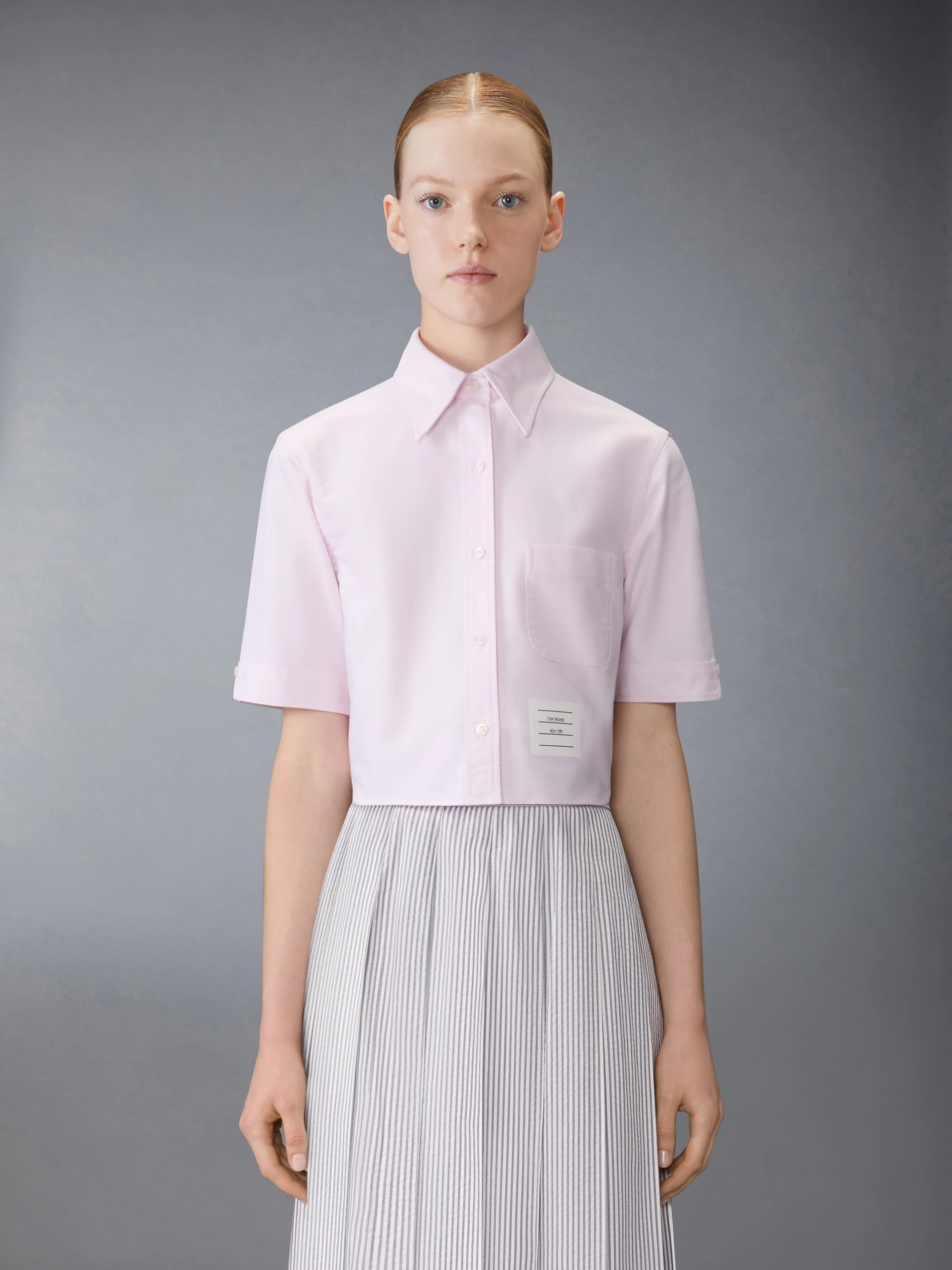 OXFORD CROPPED SHORT SLEEVE SHIRT