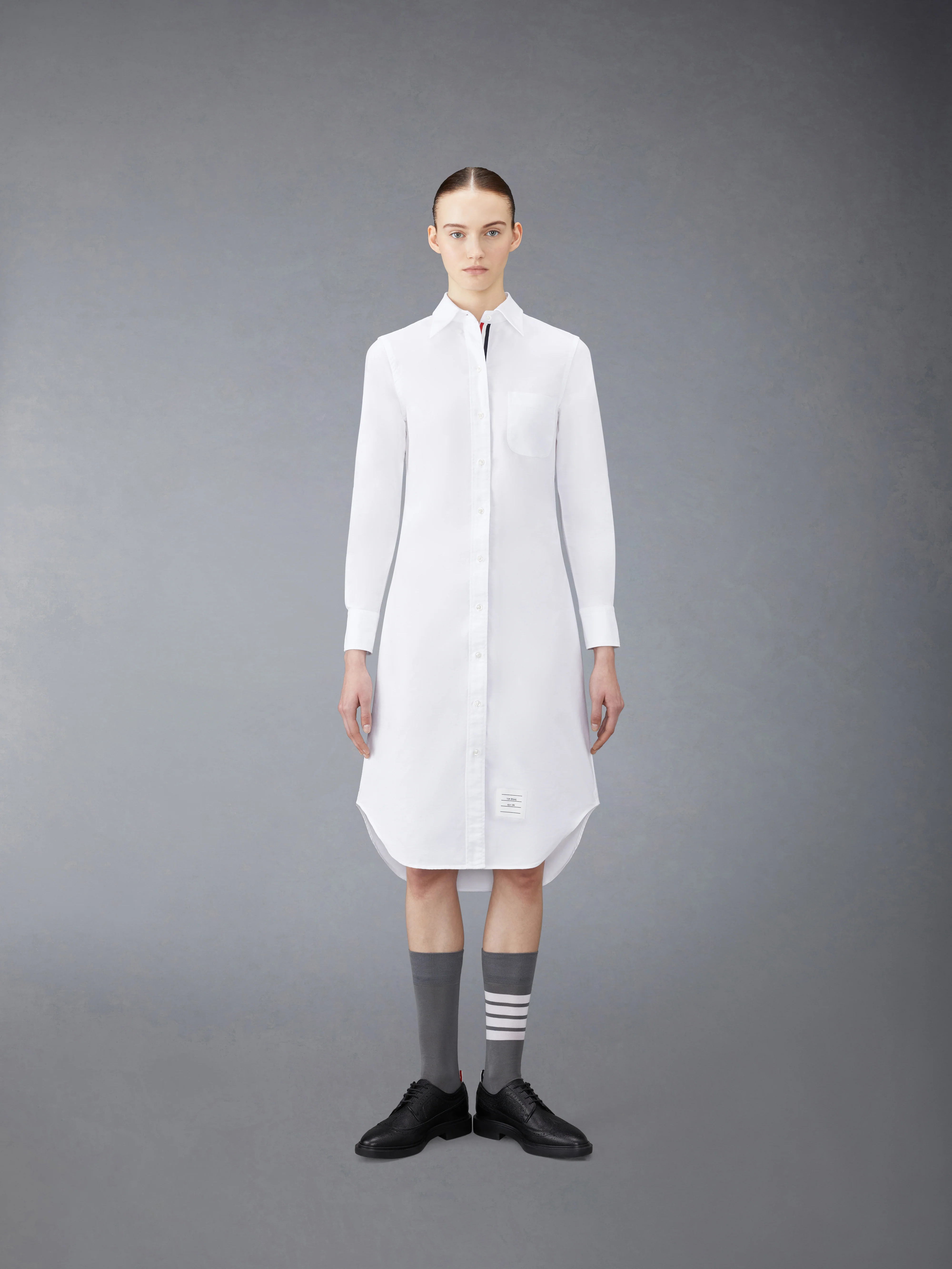 OXFORD GROSGRAIN PLACKET SHIRTDRESS