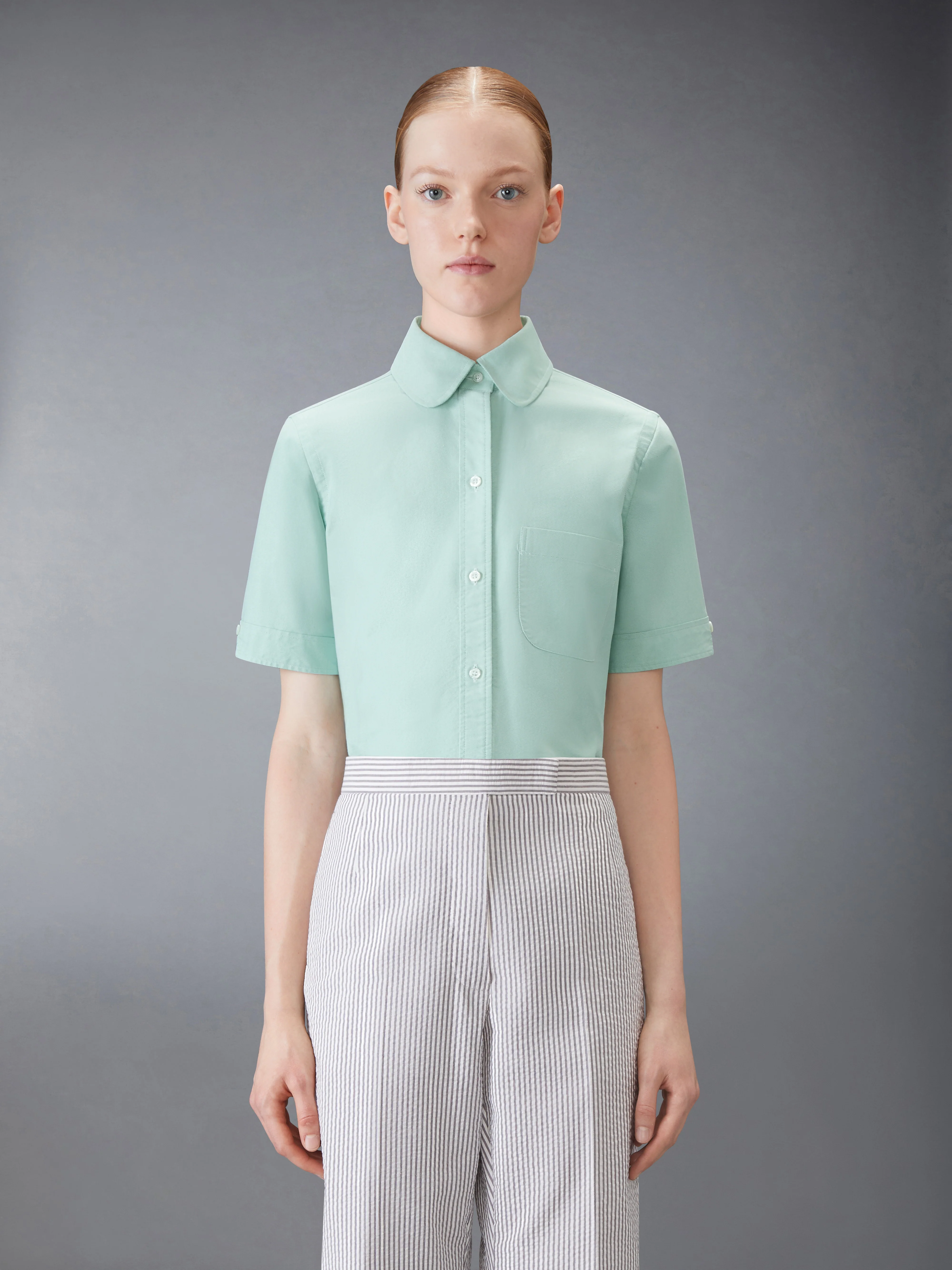 OXFORD ROUND COLLAR SHORT SLEEVE SHIRT
