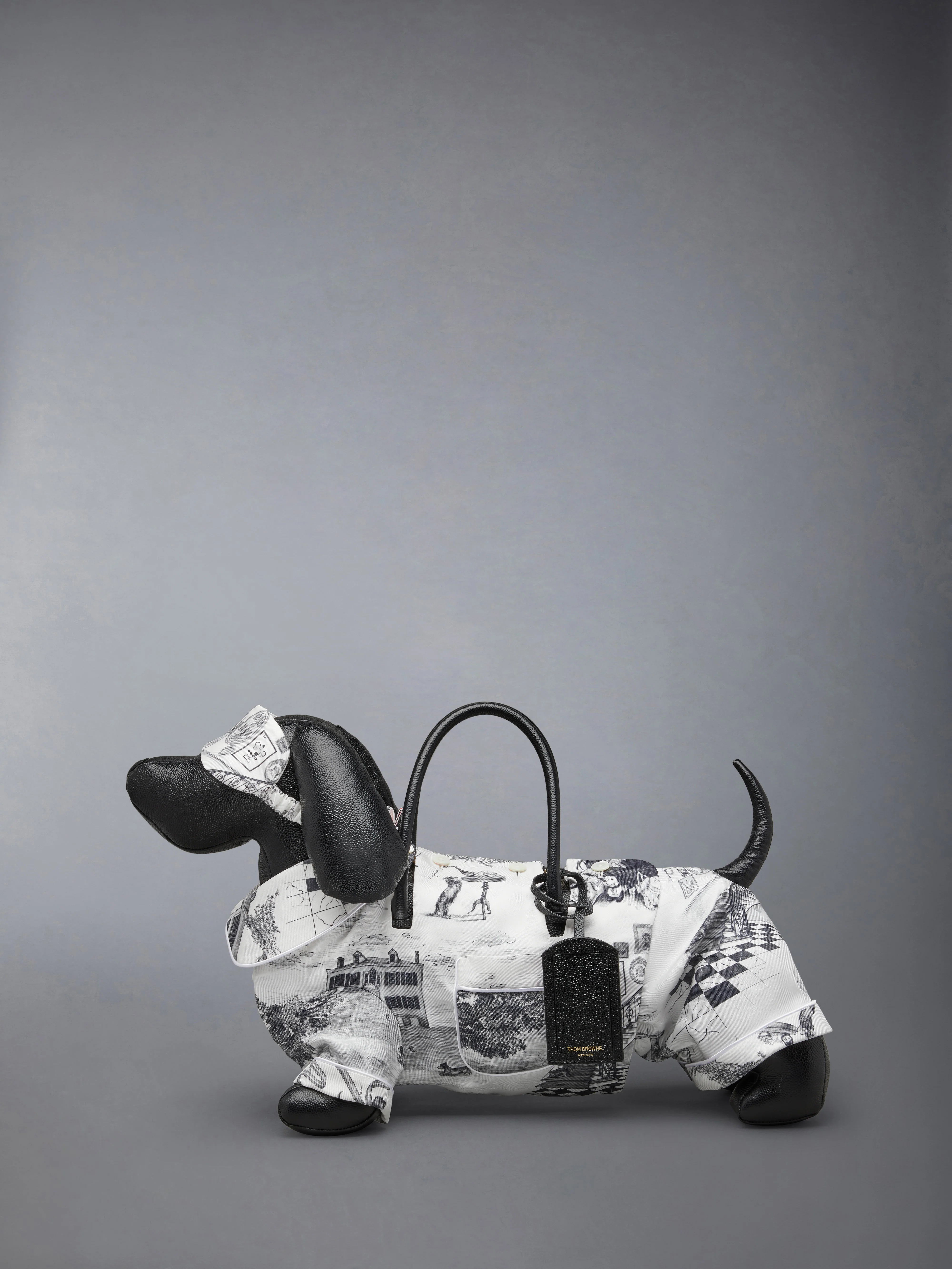 PAJAMA HECTOR BAG IN SILK TWILL AND PEBBLE GRAIN LEATHER