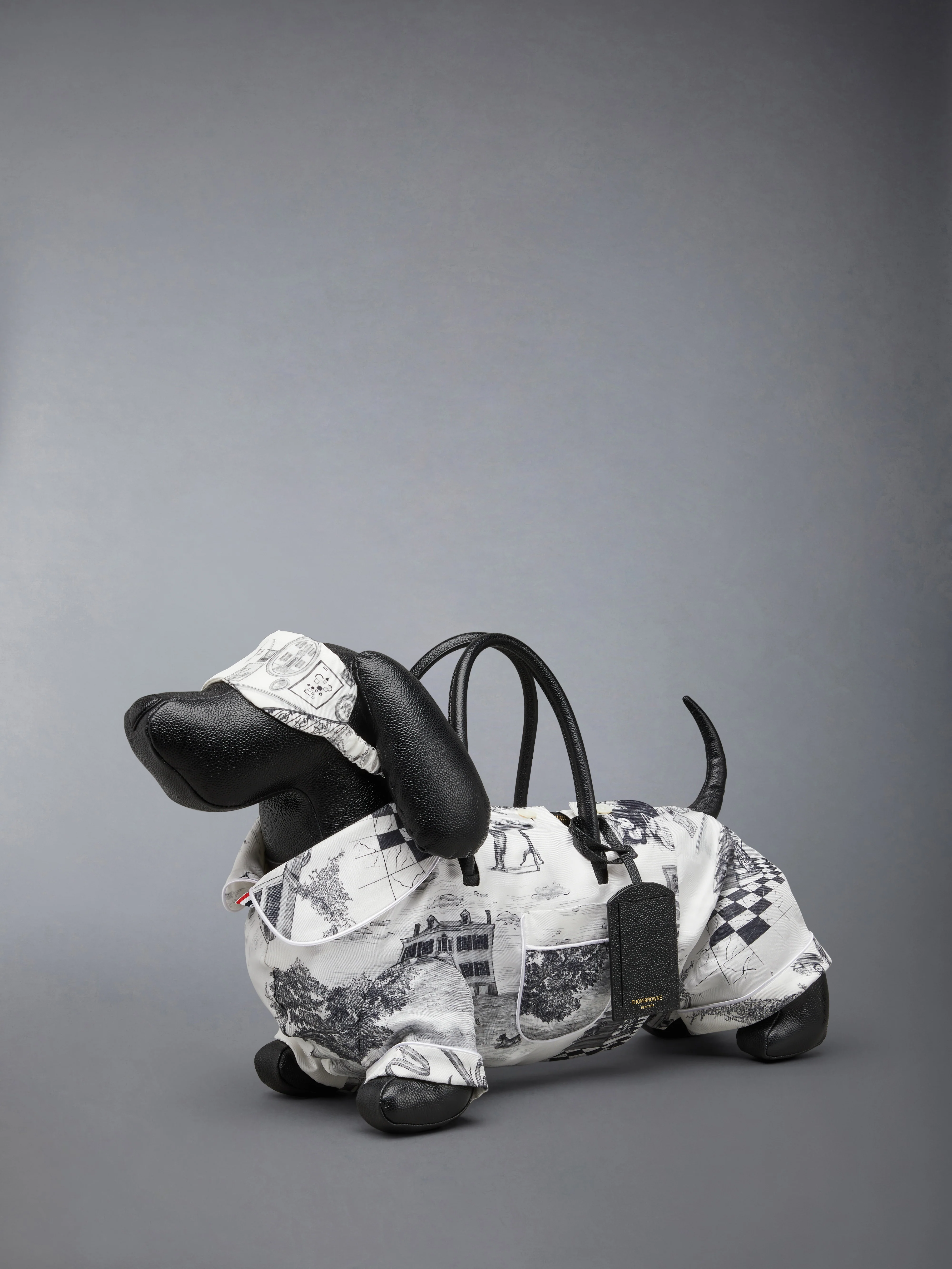 PAJAMA HECTOR BAG IN SILK TWILL AND PEBBLE GRAIN LEATHER